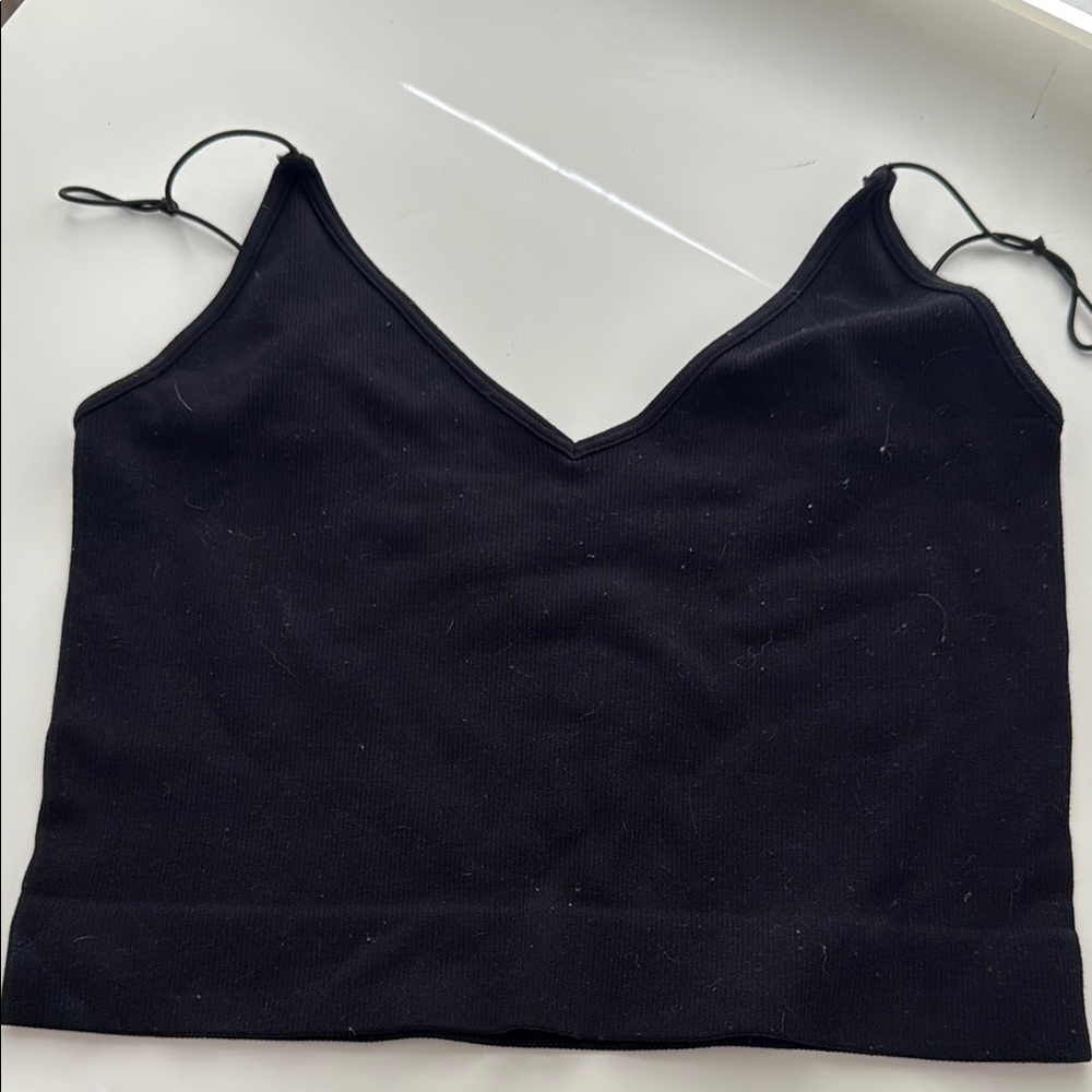 Black V-Neck Women's Top